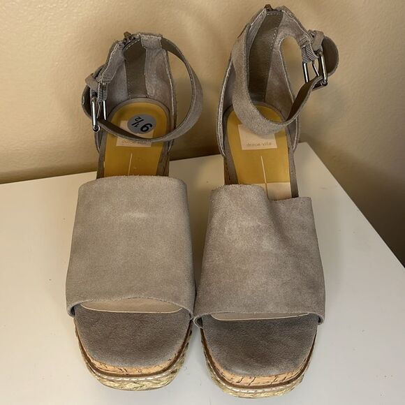 Dolce Vita Straw Otto Suede Ankle Strap Platform Wedge Espadrilles Sandal 9.5 - Picture 4 of 12